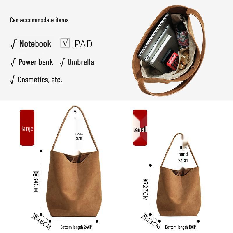 Guangzhou Women's High-End Frosted Leather Bucket Bag - Versatile, Solid Color, Large Capacity Handbag for Commutes