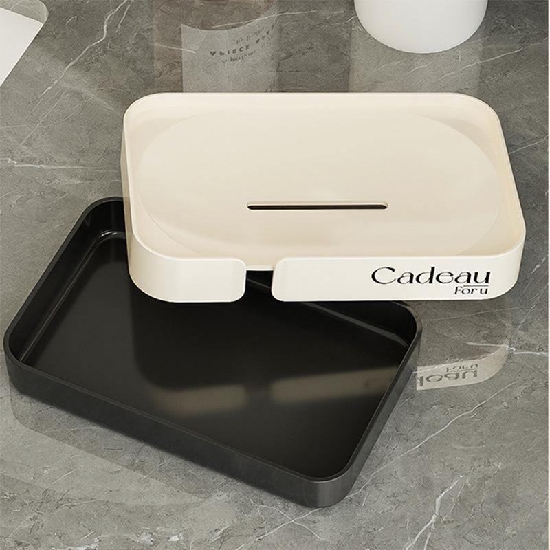Minimalist Double-Layer Draining Soap Holder - Luxury Plastic Bathroom Countertop Dish
