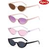 4pcs Pack Fashio Small Oval Sunglasses Women Cat Eye Half Frame Sun Glasses Outdoor Sports  Luxury Brand UV400 Shades Eyewear