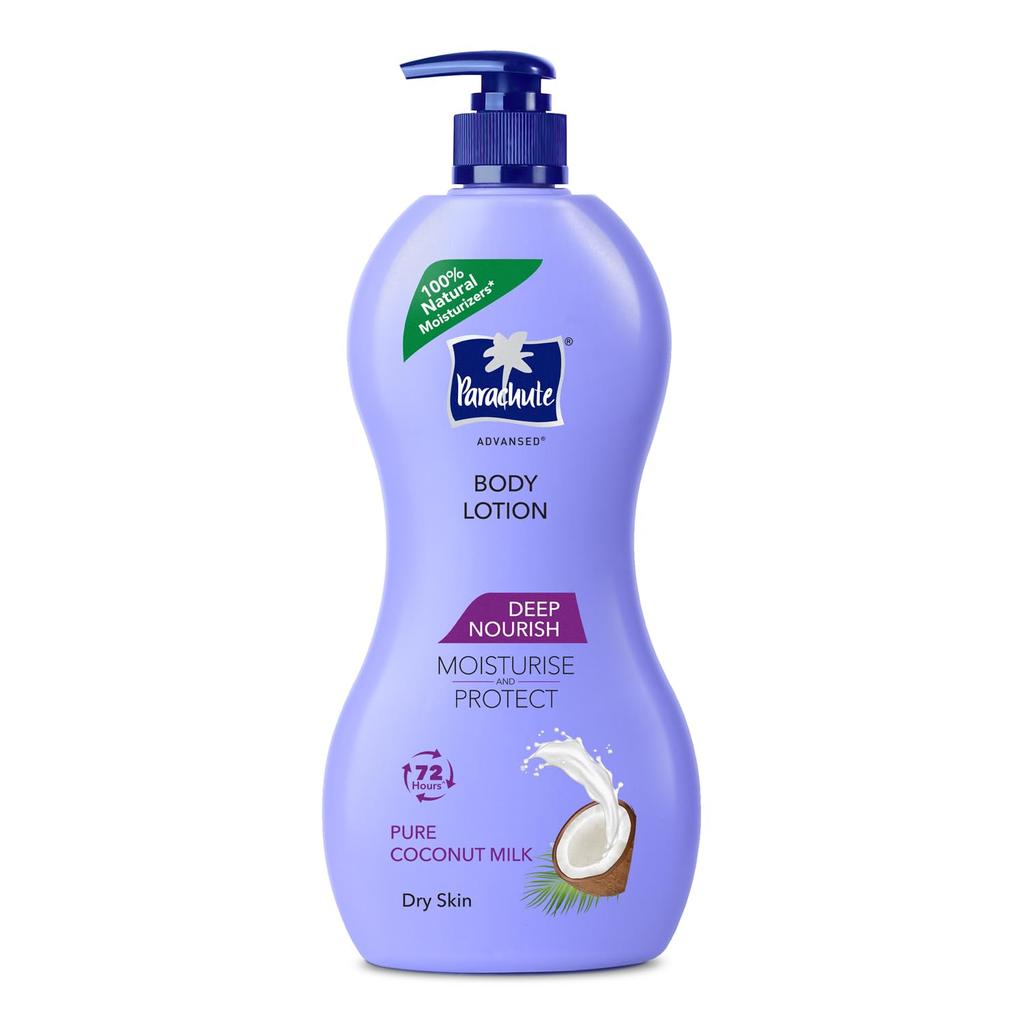 Parachute Deep Nourish Body Lotion For Dry Skin 600ml | Long-Lasting Moisture | Fast Absorbing Non-Sticky Glow Lotion For Men & Women