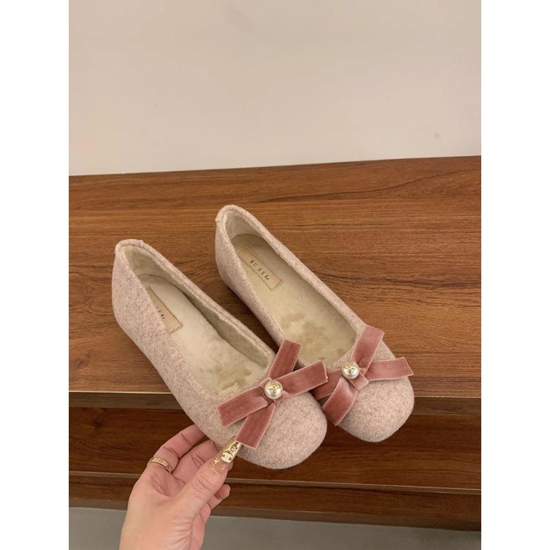 

Mary Jane shoes spring new gentle one-pedal lazy with skirt woolen flat single shoes women 40 розовый