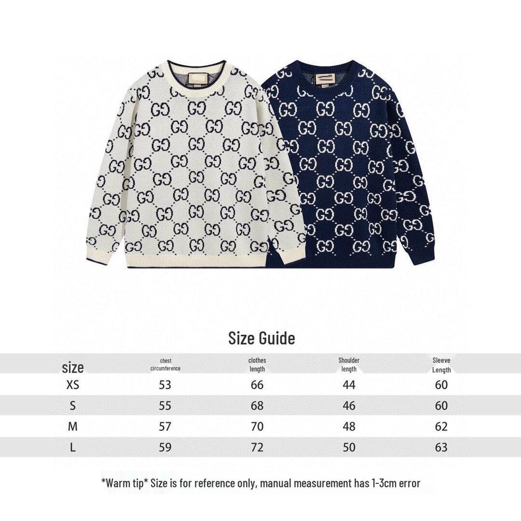 Unisex Light Luxury G-Print Round Neck Pullover Sweater