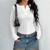 Hot Girl Style Knopf Langarm Weste T-Shirt Damen Frühling und Sommer