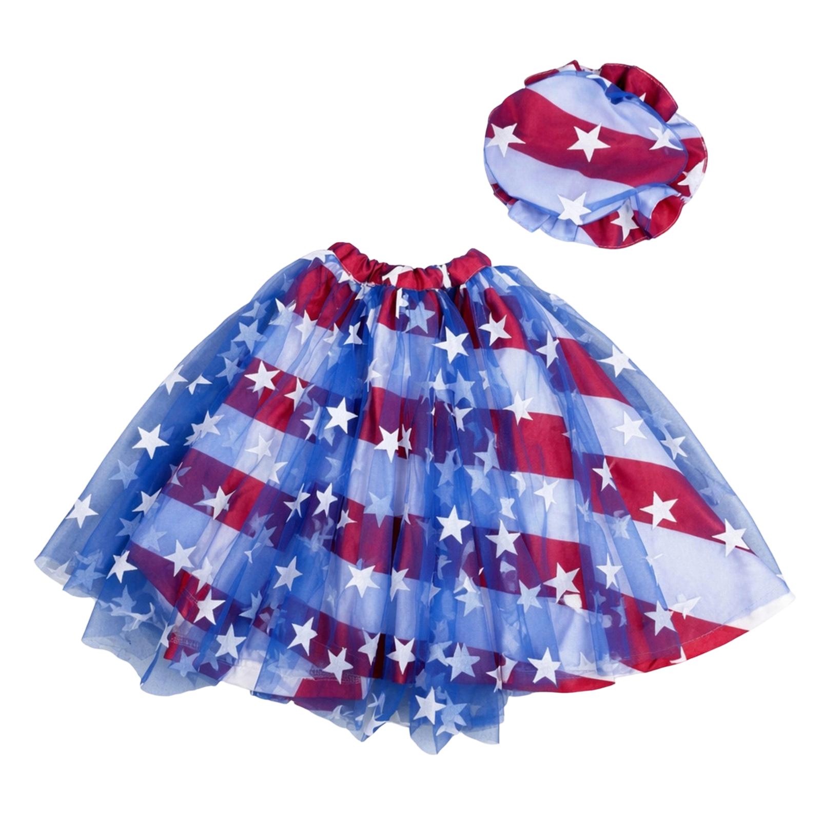 

American Independence Day Porh Skirt Suit, Skirt, Hat, Funny Patio Holiday Outfit One Size