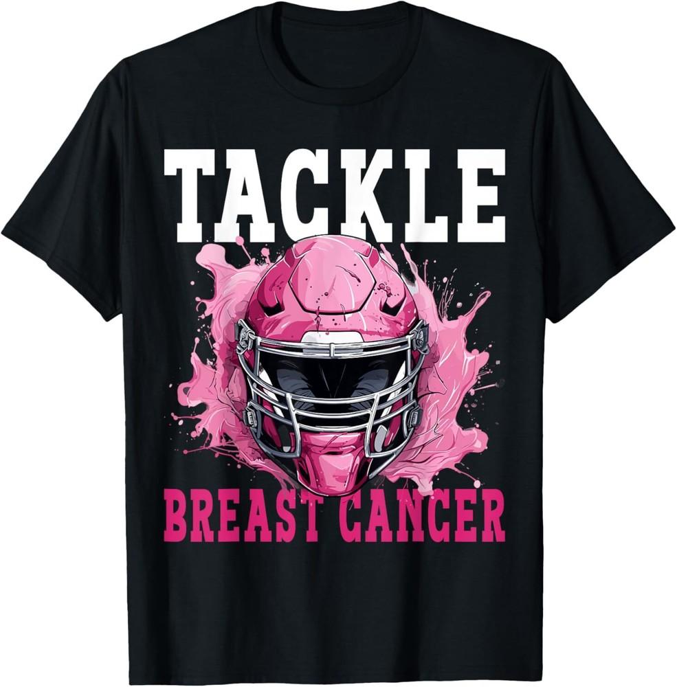 Tackle Football Breast Cancer Awareness Pink Ribbon Boys Kid T-Shirt