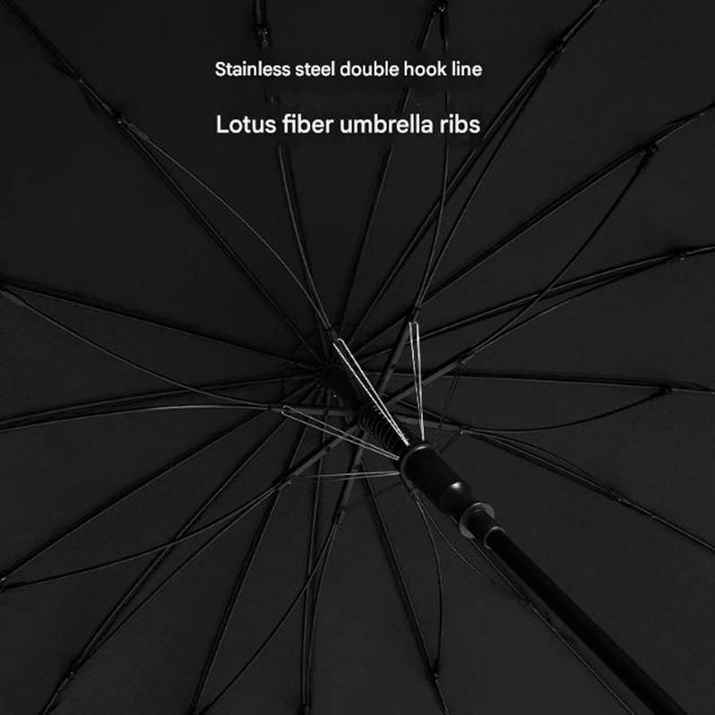 16 Bone Long Wooden Handle Windproof Retro Straight Umbrella Men's Large Reinforced Thickened Strong Business Gift Golf Umbrella