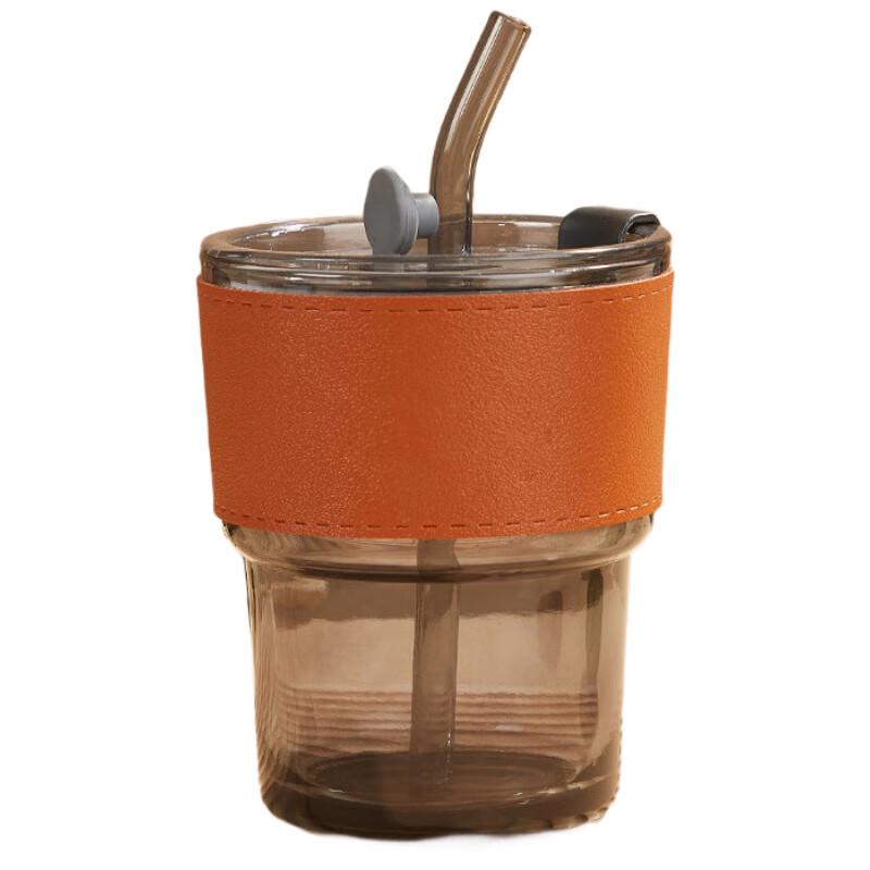 Heyu Xi Bamboo Design Glass Tumbler with Straw, 400ml