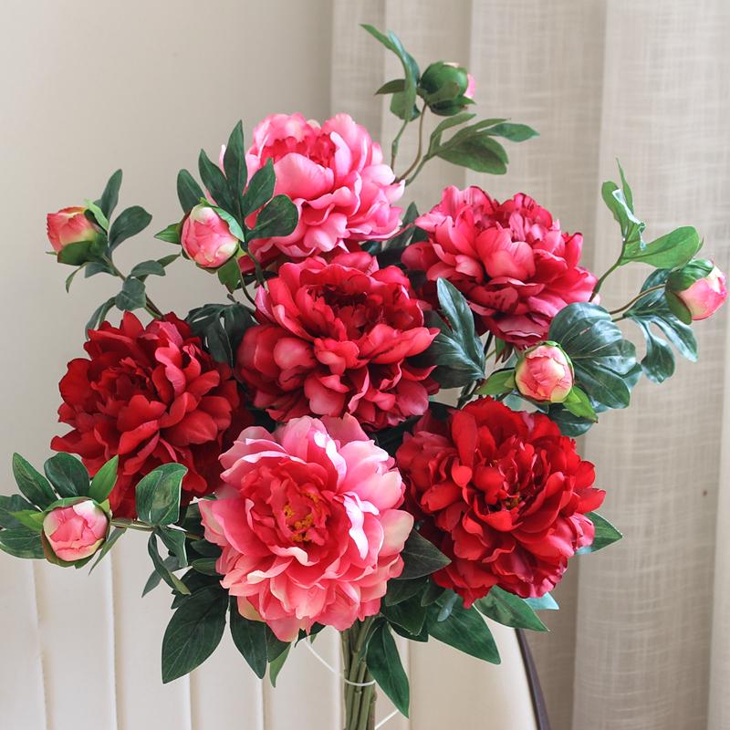 Artificial Peony Silk Flower Arrangement for Living Room and Dining Table Decor
