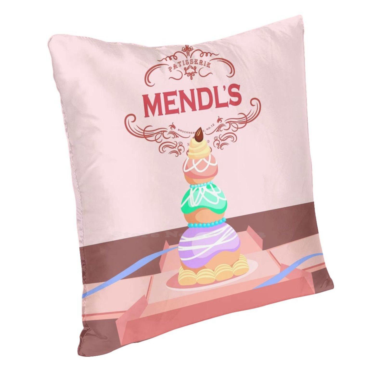 Mendl S Cake From The Grand Budapest Hotel Pillow Cover Hug Pillowcase Mendls Cake The Grand Budapest Hotel Wes Anderson Movie Peach skin 18*18(CM)-1Pcs