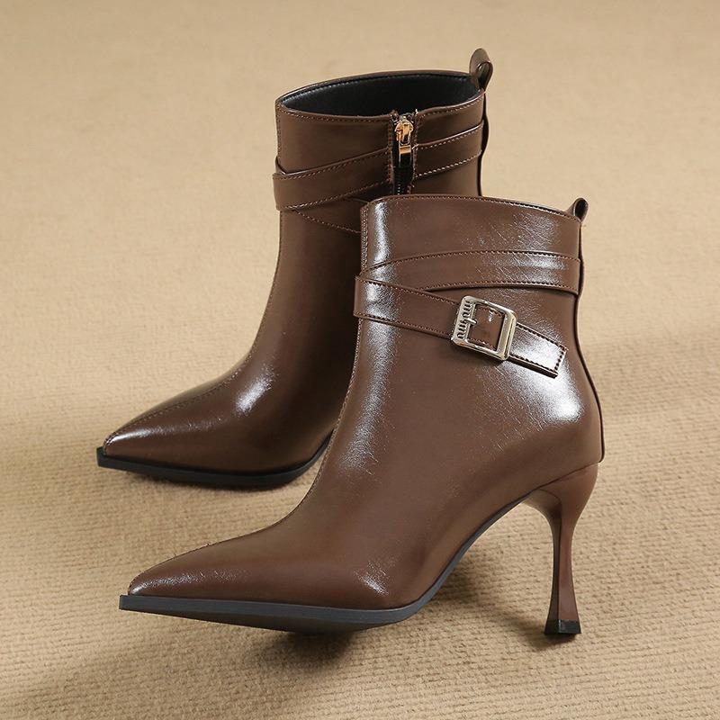 Fashion Autumn Winter Retro Belt Buckle Ankle Boots for Women Fashion Soft Sole Women's Shoes Designer Increase High Heel Boots Female