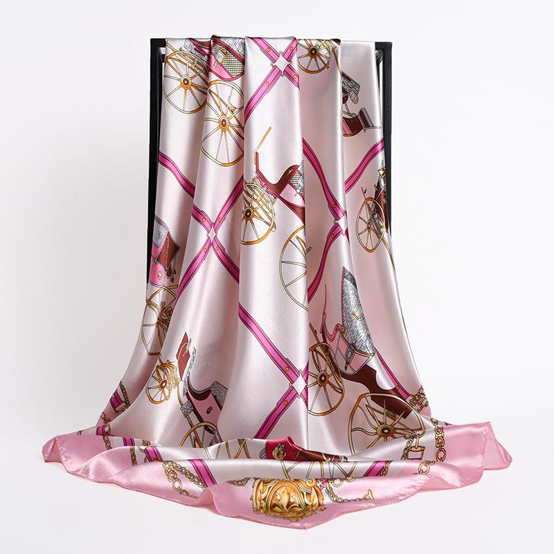 90*90cm Square Silk Scarves Women Foulard Head Scarf Ladies Shawl Wrap Muffler Pareo Bandanna Female Chiffon Hijab Poncho Beach