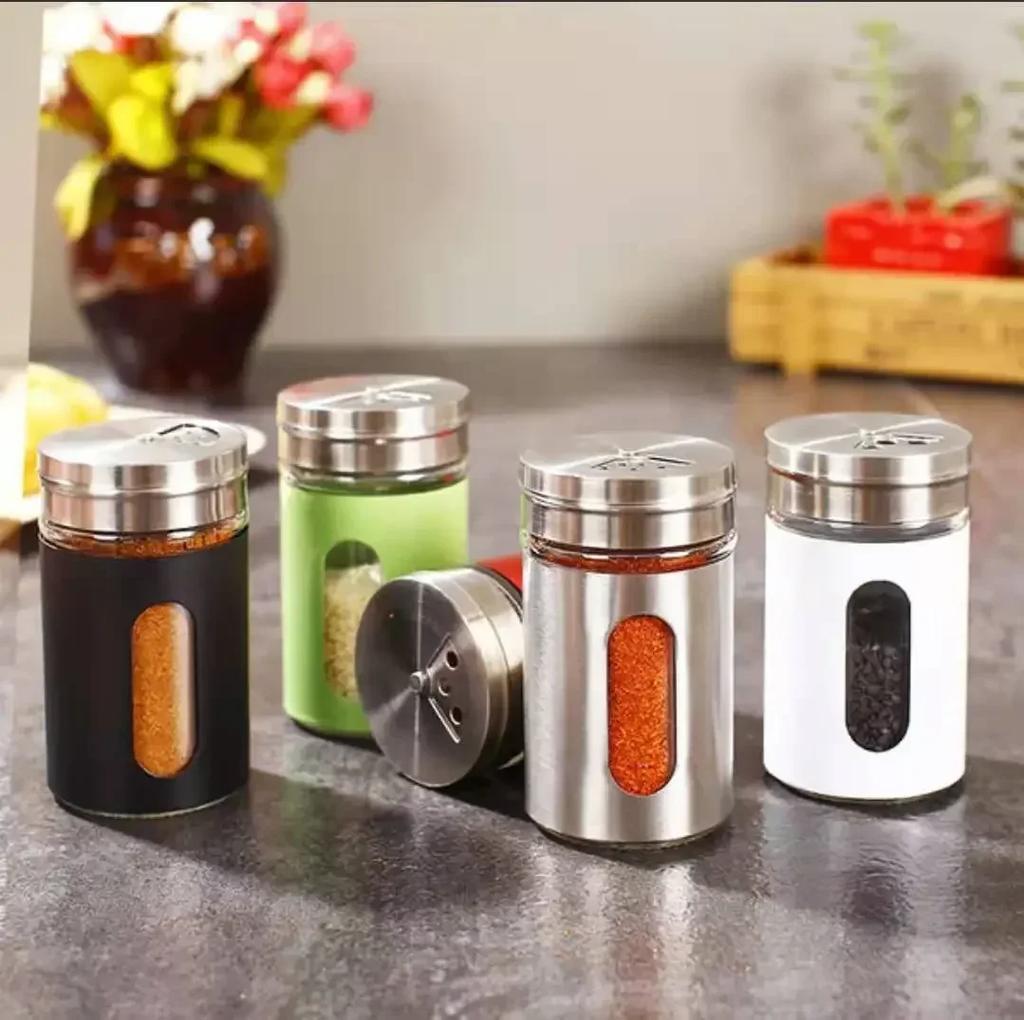 Kryddflaska i rostfritt stål Pepparkornskryddflaska Utomhusgrillverktyg Poröst roterande lock Kryddflaska