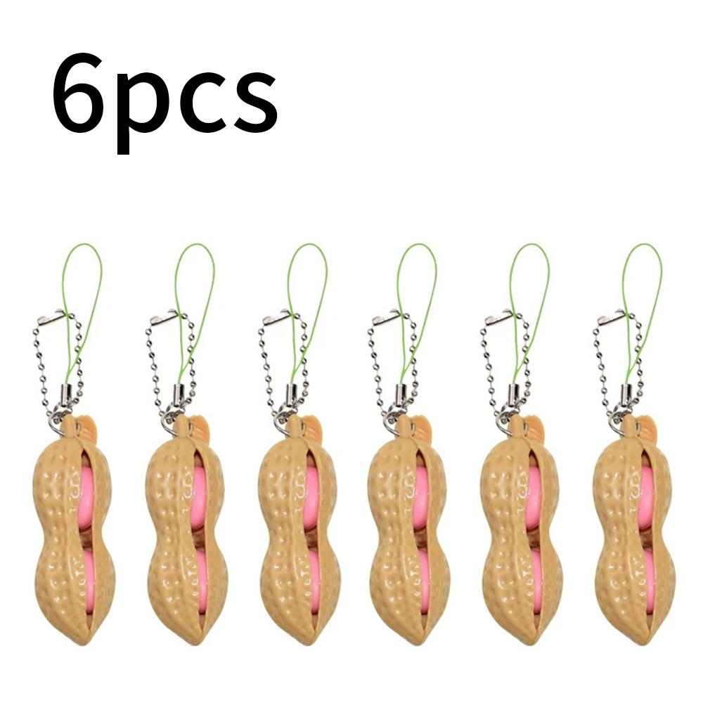 Peanut Fidget Squishy Squeeze Toy for Kids Adults Creative Fun Keychain Gift Portable Decompression Peanuts Stress Relief Toys