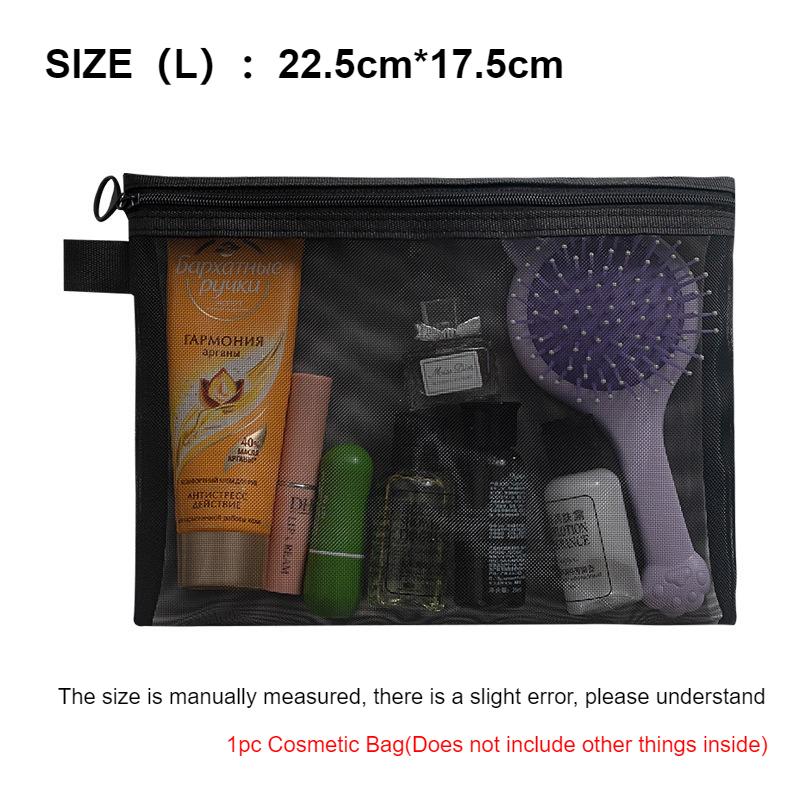 Neue Netz-Kosmetiktasche Tragbare Reißverschlusstaschen Federmäppchen Aufbewahrung Kulturbeutel Transparente Tasche Make-up-Taschen Damen