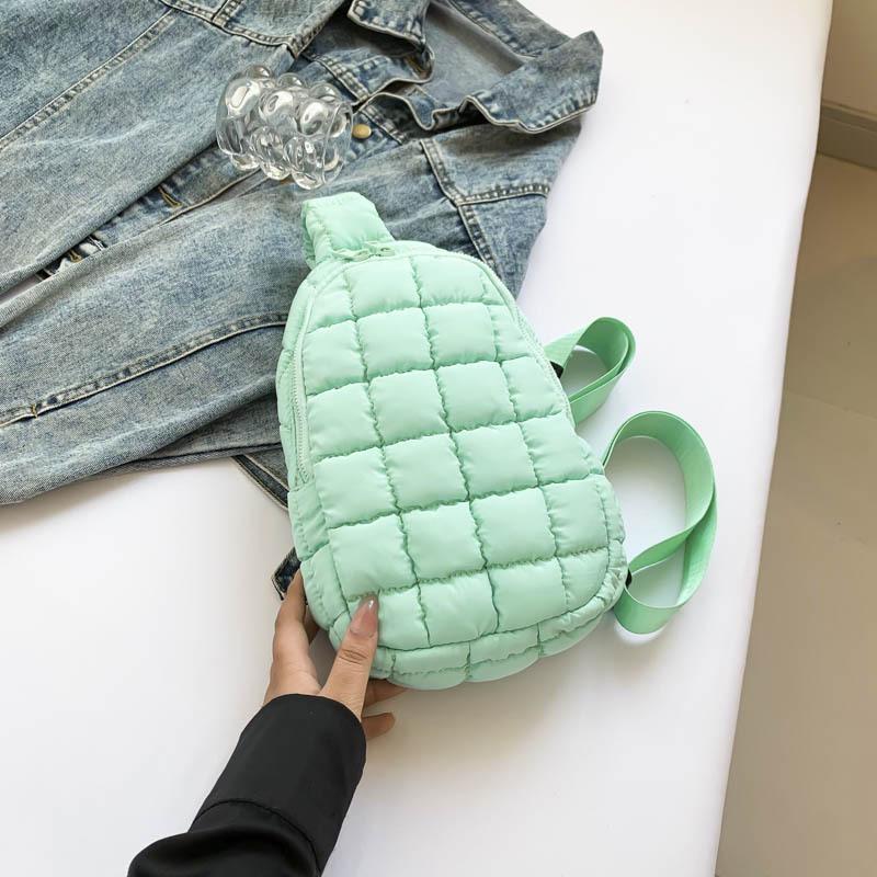 White Plaid Puff Shoulder Bag - Trendy, Versatile, and Cute for 2026