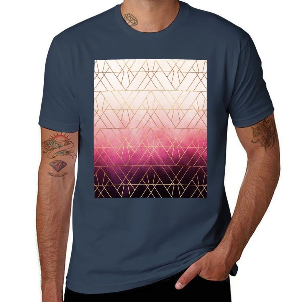 High T Triangles Luxury Pink T Man Quality Shirt Shirts Brand Ombre for T-Shirt Man
