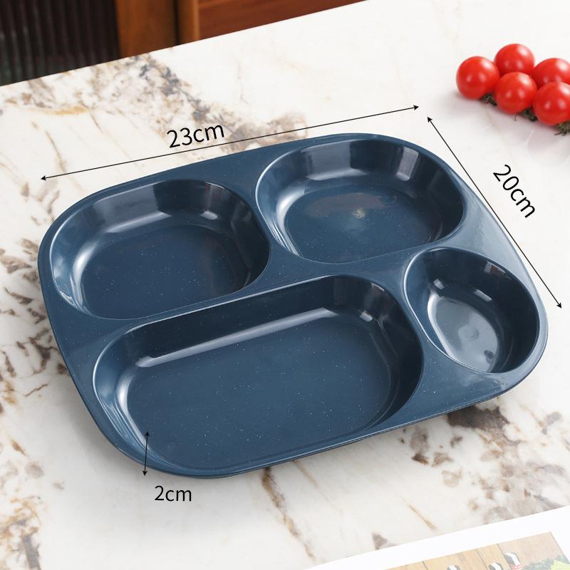 

1 шт. Пластиковая индивидуальная тарелка с 4 секциями, Многоразовая тарелка-разделитель для здорового питания и снижения веса, Идеально подходит для дома, кемпинга, общежитий, кафетериев темно-синий