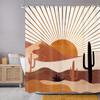Cactus Shower Curtain,Western Nature Wild West Nature Sunset In Sonoran Desert Near Phoenix Fabric Saguaro Bathroom Curtain Sets