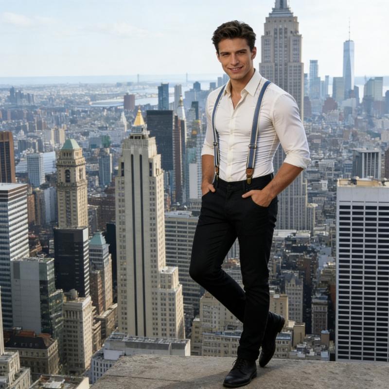 Fashion Y Shape Design Suspenders For Men And Women Adjustable Straps Elastic Brace For Formal Occasion with 4 Clip