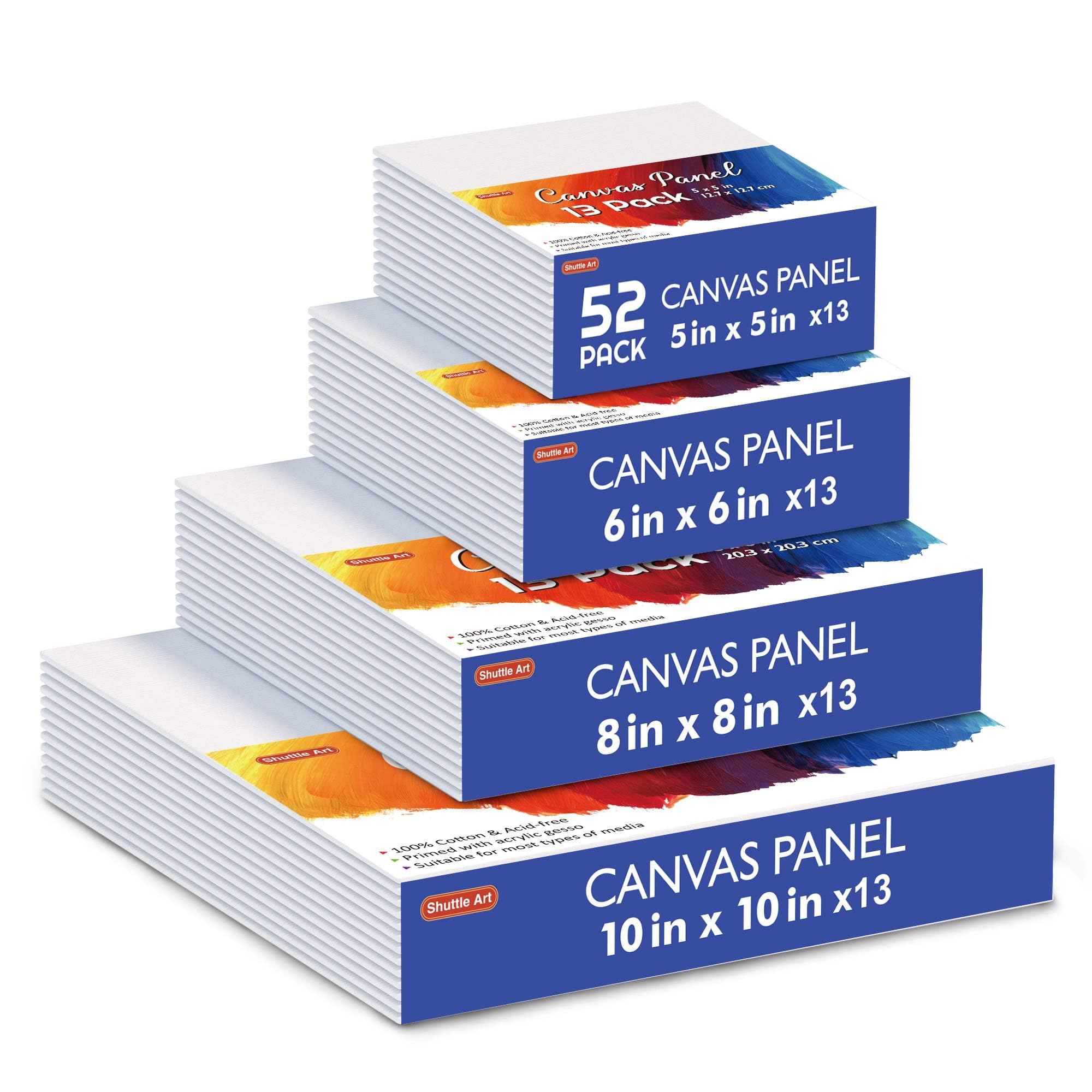 

Shuttle Art Холсты на подрамнике Холст Болд Набор из 52 штук Хлопок Для масла и акварели Квадратные Толстые Панели Холст Живописный Материал Живописная Доска Мини Поделки белый