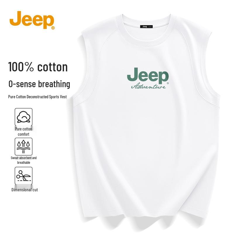 JEEP Men s Pure Cotton Heavyweight Sports Sleeveless T-Shirt 2XL
