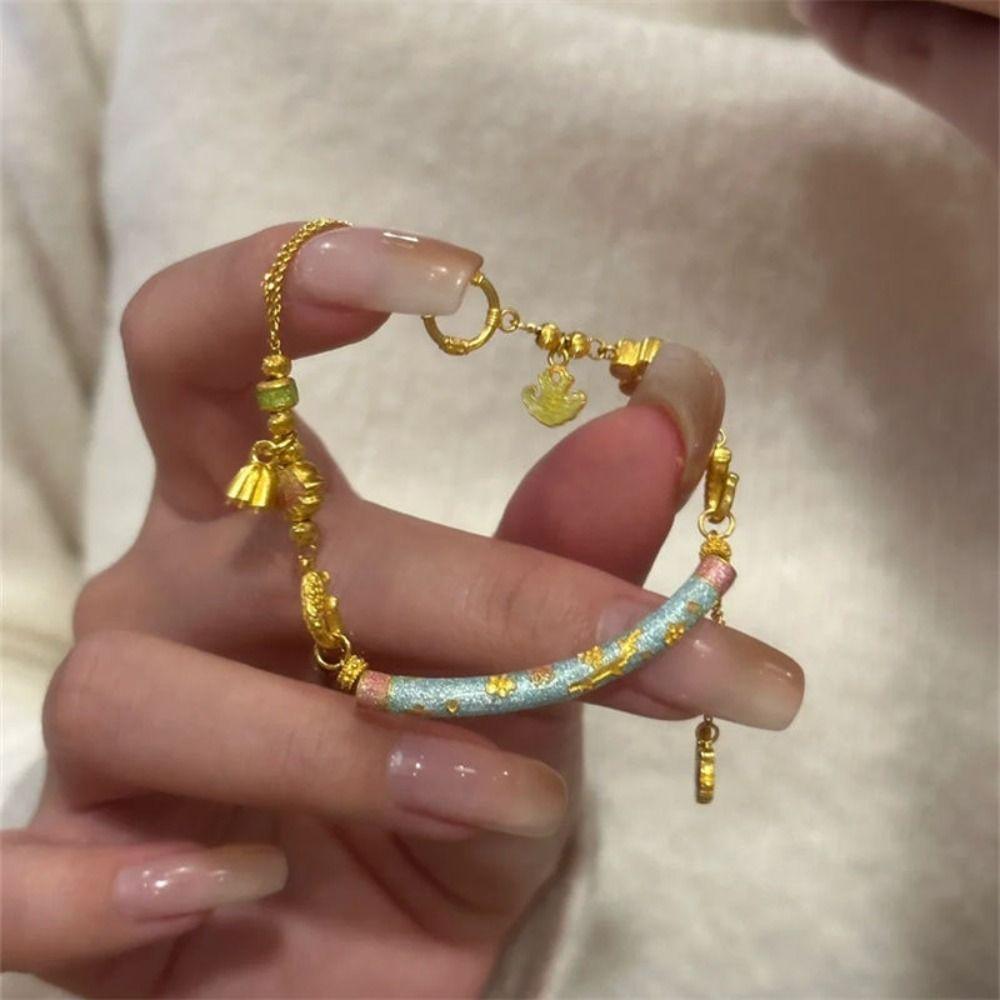 Exquisite Charm New Chinese Style Bracelet Jewelry Accessories Enamel Hand Ring  Gift