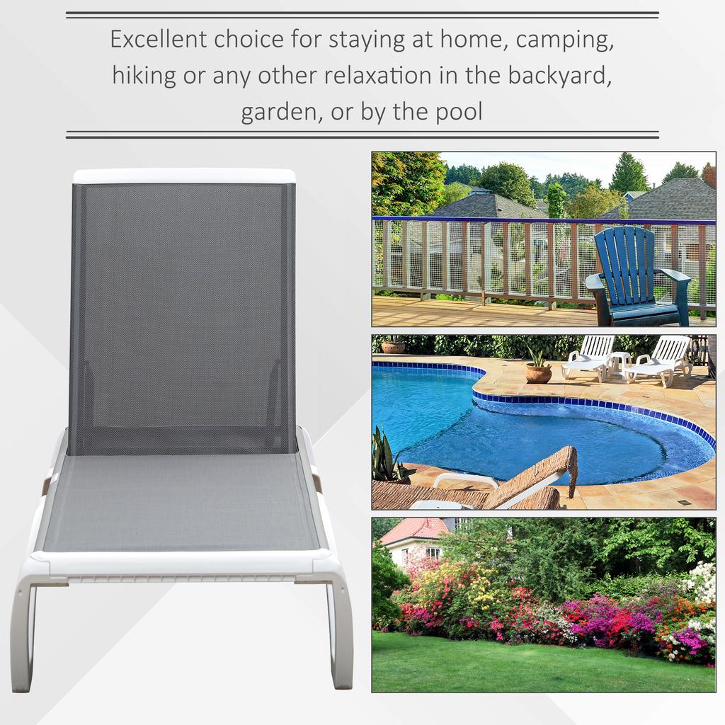 Aluminium Frame Sun Lounger With Adjustable Back Grey