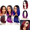 Premium Short Wig With Middle Part For Women Black Blue For Cosplay