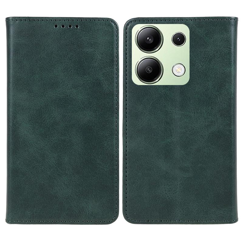 

For Xiaomi Redmi Note 13 4G Case Calf Texture Phone Leather Cover Wallet Green