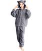 ON NISHIKI Long Sleeve Winter Fluffy and Featuring Cat Ears and Melange Hooded Top and Pants Size Women's Pajamas, Warm, Boa, Open-Front, (Charcoal,