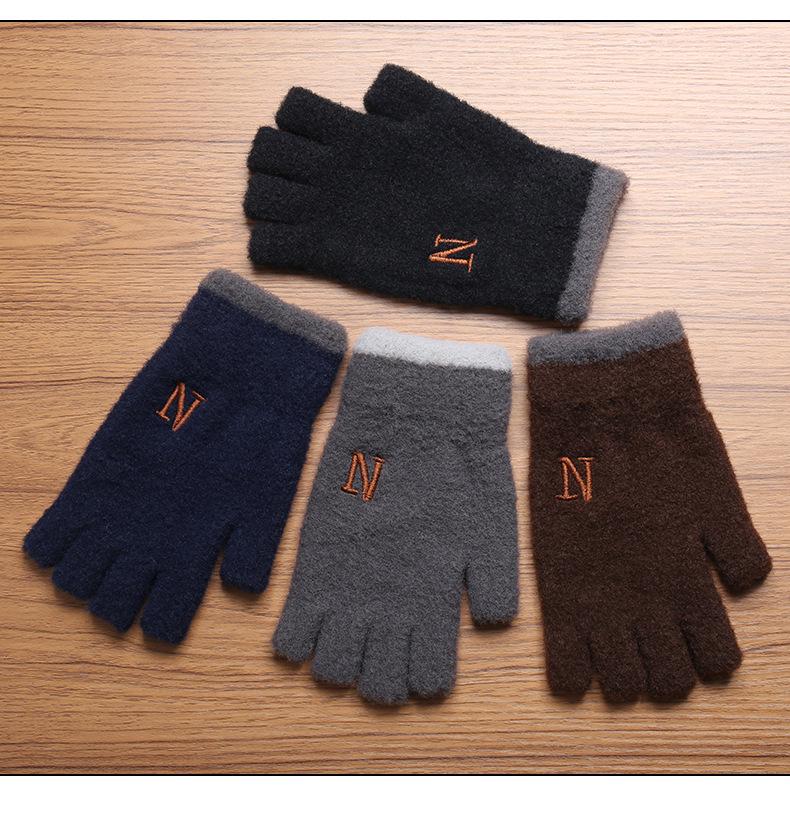 

Мужские зимние вязаные перчатки с сенсорным экраном - Теплые, с вельветовой подкладкой, защита от холода One Size