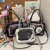 Y2K Cool Hot Ita Shoulder Bag Harajuku Girls Gothic Chain Transparent Tote Bag Large Capacity Crossbody Bag DIY Display Handbags
