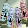 1PC Just A Girl Black Cat Love 750ml Color Plastic Sports Water Bottle Leakproof Flip Straw Lid Suitable for Sports Office Home Use