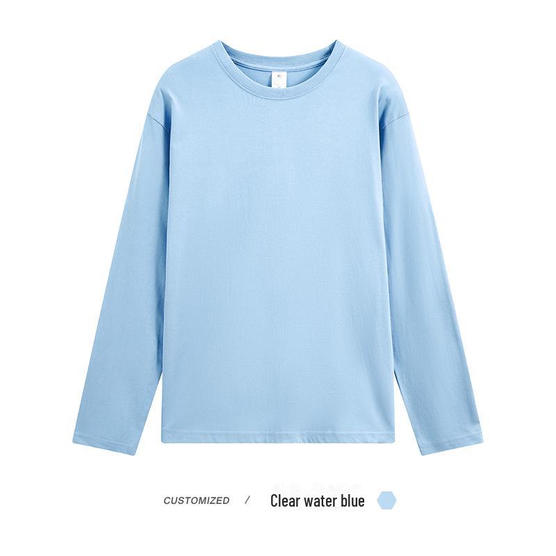 

Мужская футболка свободного кроя с круглым вырезом, плотностью 230 г, однотонная, с длинным рукавом - осенний хлопок из Синьцзяна XXXL