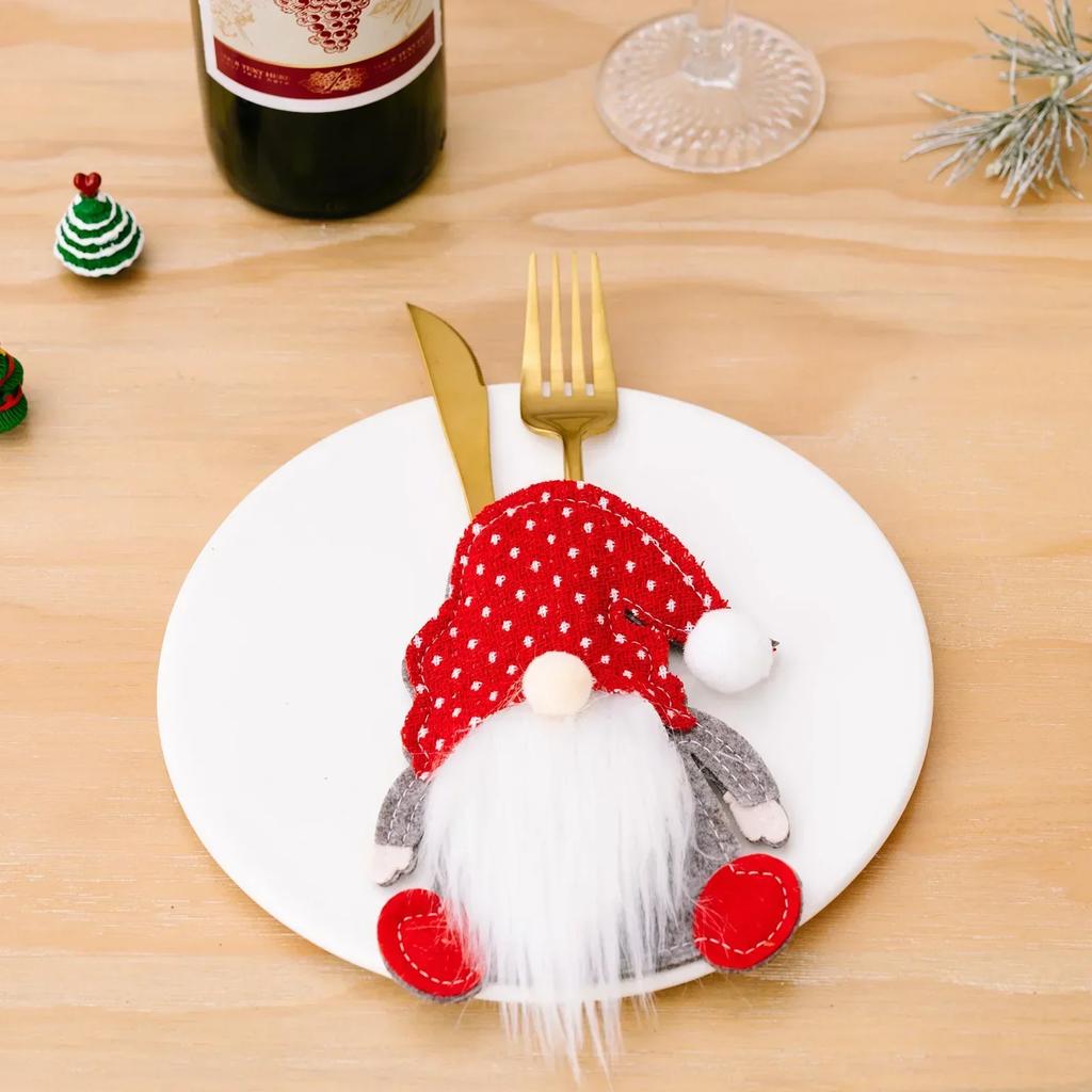 Christmas Cutlery Holder Knife Fork Pocket Bags Santa Claus Xmas Tableware Cover Home New Year Cookware Gift Decoration