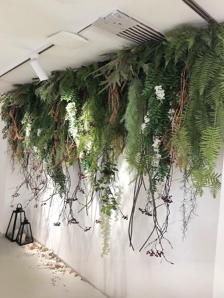 Artificial Spider Plant & Fern Hanging Decor - Trailing Green Vines for Wall & Ceiling