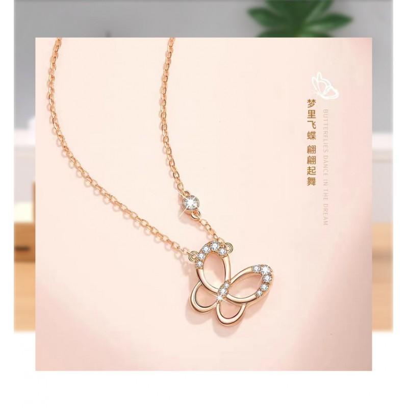 990 Sterling Butterfly Necklace Women Fashion Light Luxury Clavicle Chain Ins Style Versatile Choker