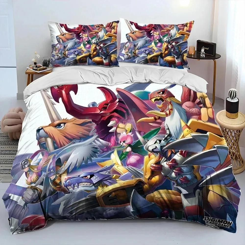 Comforter Anime Digimon Adventure Monster Bedding Set Bed Set Comforter King Queen Size Boys Adult