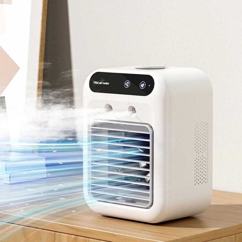 Portable Desktop Coolers Fan 9 Blade Turbos Fan Two Ice Mists Sprayings Rapid Temperature Drop 2 Wind Modes USB Powereds