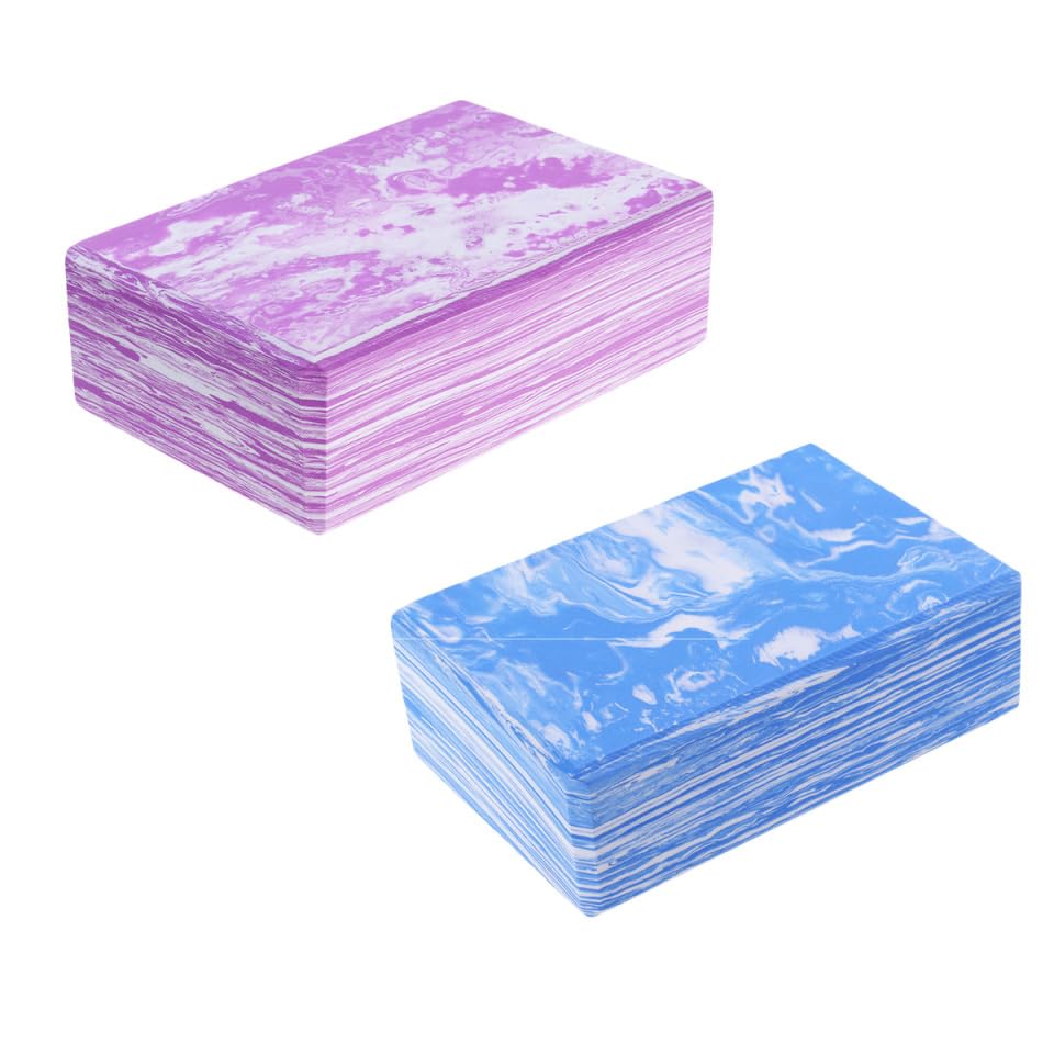 KESYOO Yoga EVA High Balance Purple Blue 2-Pack Blocks, Foam, Lightweight, Density, Fitness, Stretching, Support, Beginner-Friendly, &