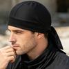 Chapéu Turban com Tiras Longas Ajustáveis Padrão Clássico de Castanha Tecido Macio Respirável Absorvente de Suor Chapéu Lenço de Cabeça