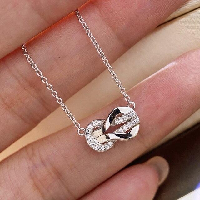 Creative Pendant Necklace For Women Aesthetic Mini Zircon Silver Color Neck Chain Fashion Korean Jewelry Accessories Gift KBN224