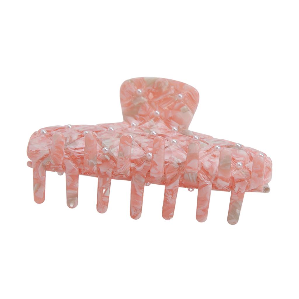 Hair Claw Clips Durable Fashionable Anti Slip Design Wonderful Gift with Pearls for Women Girls Orange