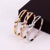 Classic Design Cross Semicircle Zircon Bracelet Bangle For Women Stainless Steel Gold Rose  Silver Color  Jewelry