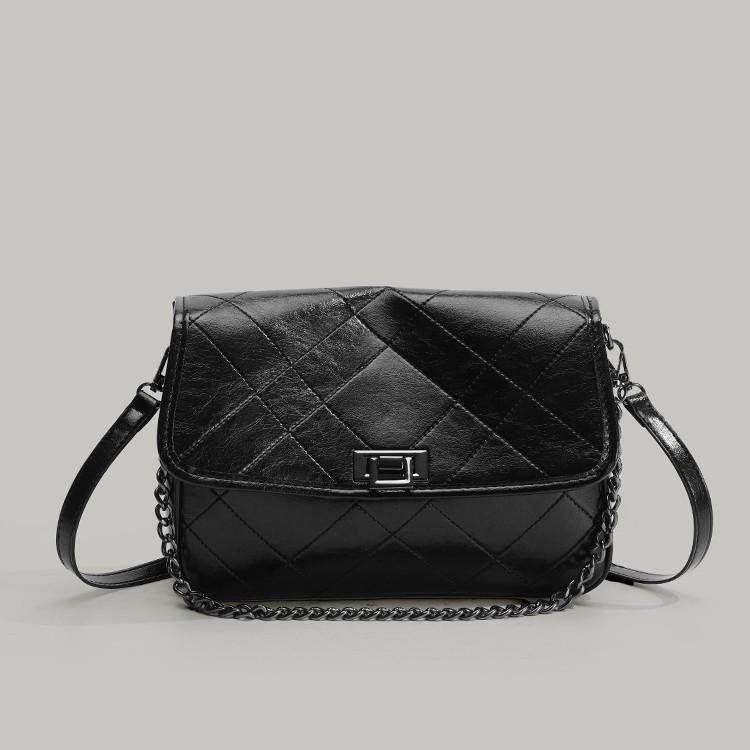 2025 New Women's Bag Small Style Quilted Chain Bag Fashionable Single Shoulder Small Square Bag Commuter Crossbody Bag
