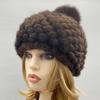 Berets for Women Real Knitted Mink Fur Hat Pompom Pineapple Shaped Winter Cap Stylish Warm Headwear