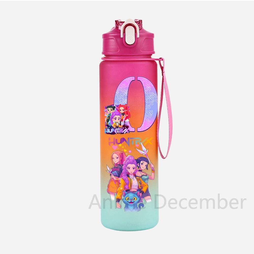 Anime K-Pop Demon Hunters A-Z English Letter Printed Character Water Cup Demon Hunters Large Capacity Outdoor Portable Drinking Bottle for Boy Girl
