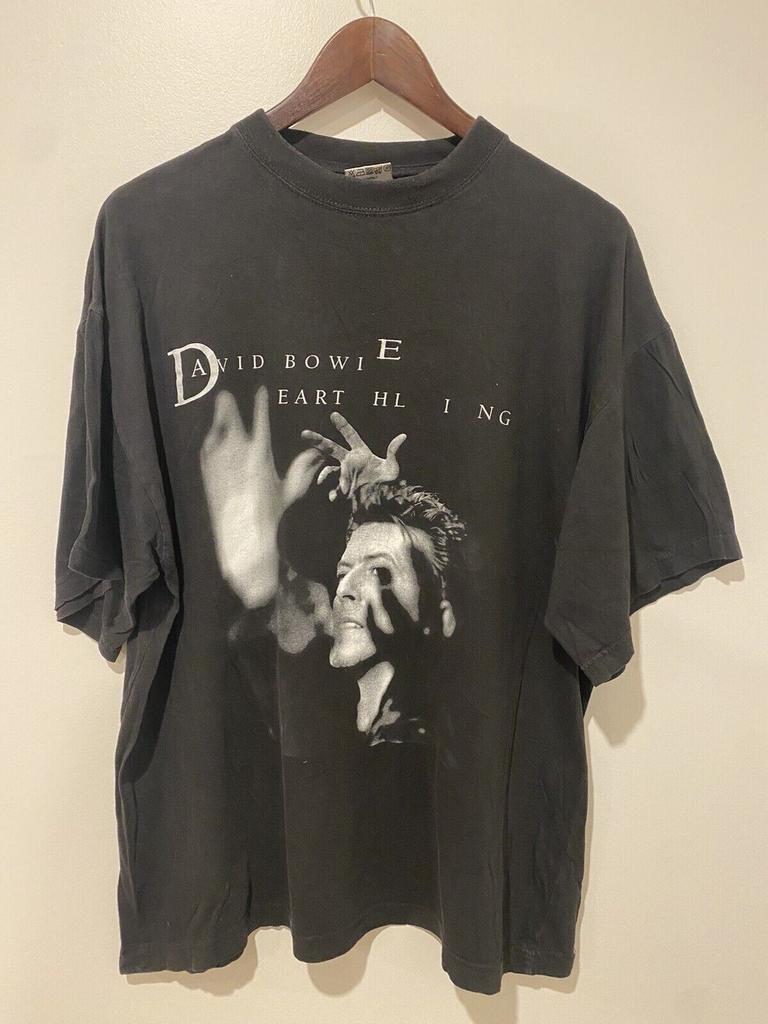 David Bowie earthling tour shirt remake black shirt rock music unisex vtg