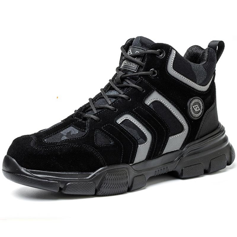 Gray Safety Shoes Men Lightweight Work Boots Safety Steel Toe Shoes Men European Standard Steel Toe Work Shoes Plus Size 38-48