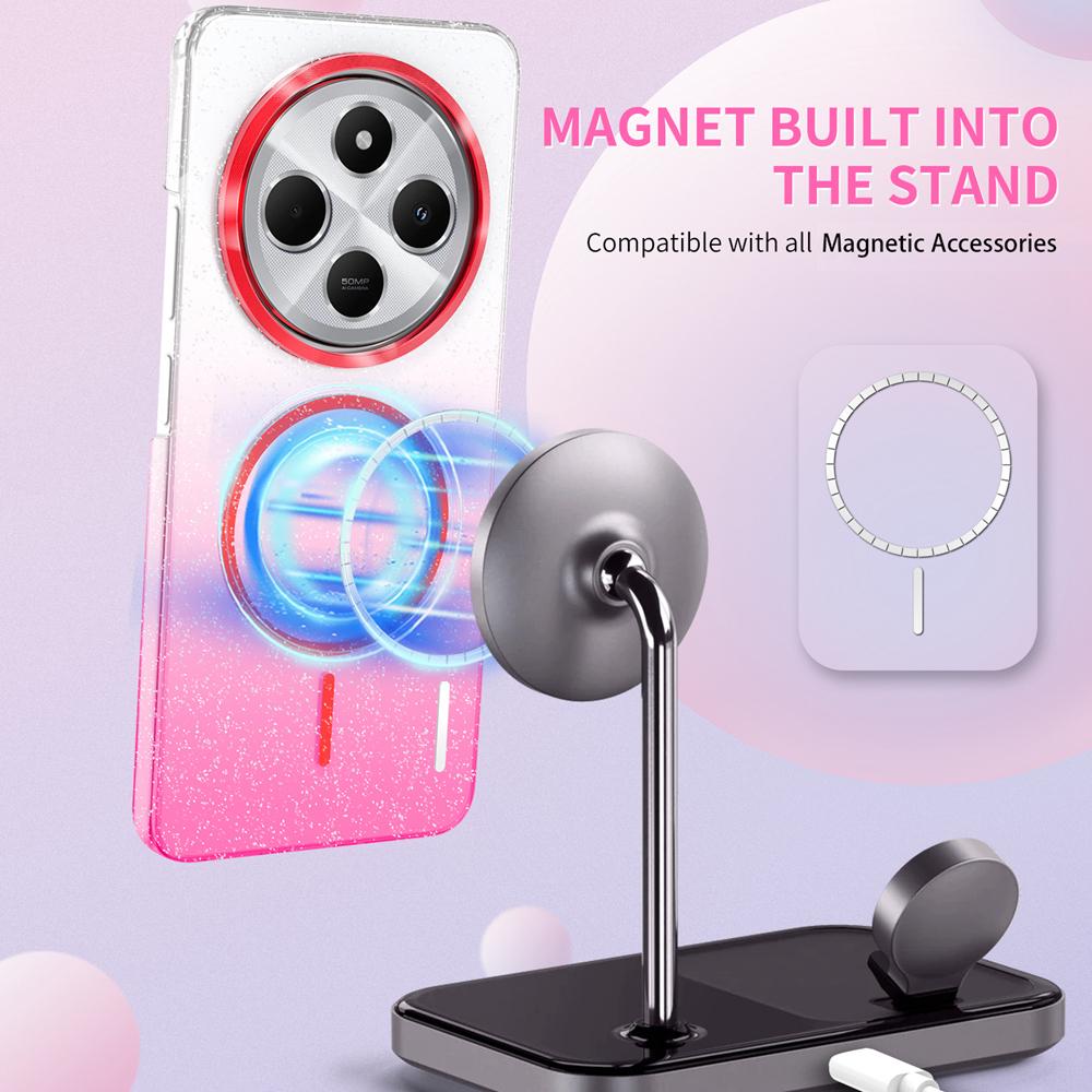 KEYSION Luxuriöse magnetische Handyhülle mit Farbverlauf und Glitzer für Redmi Note 14 Pro+5G 14 4G, stoßfeste Hart-PC-Rückabdeckung für POCO X7 5G